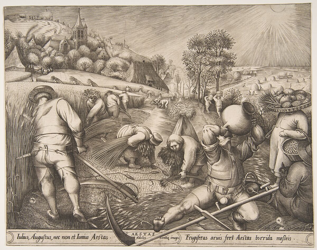 Summer (Aestas) from the series The Seasons, Pieter van der Heyden (Netherlandish, ca. 1525–1569), Engraving; first state of two 