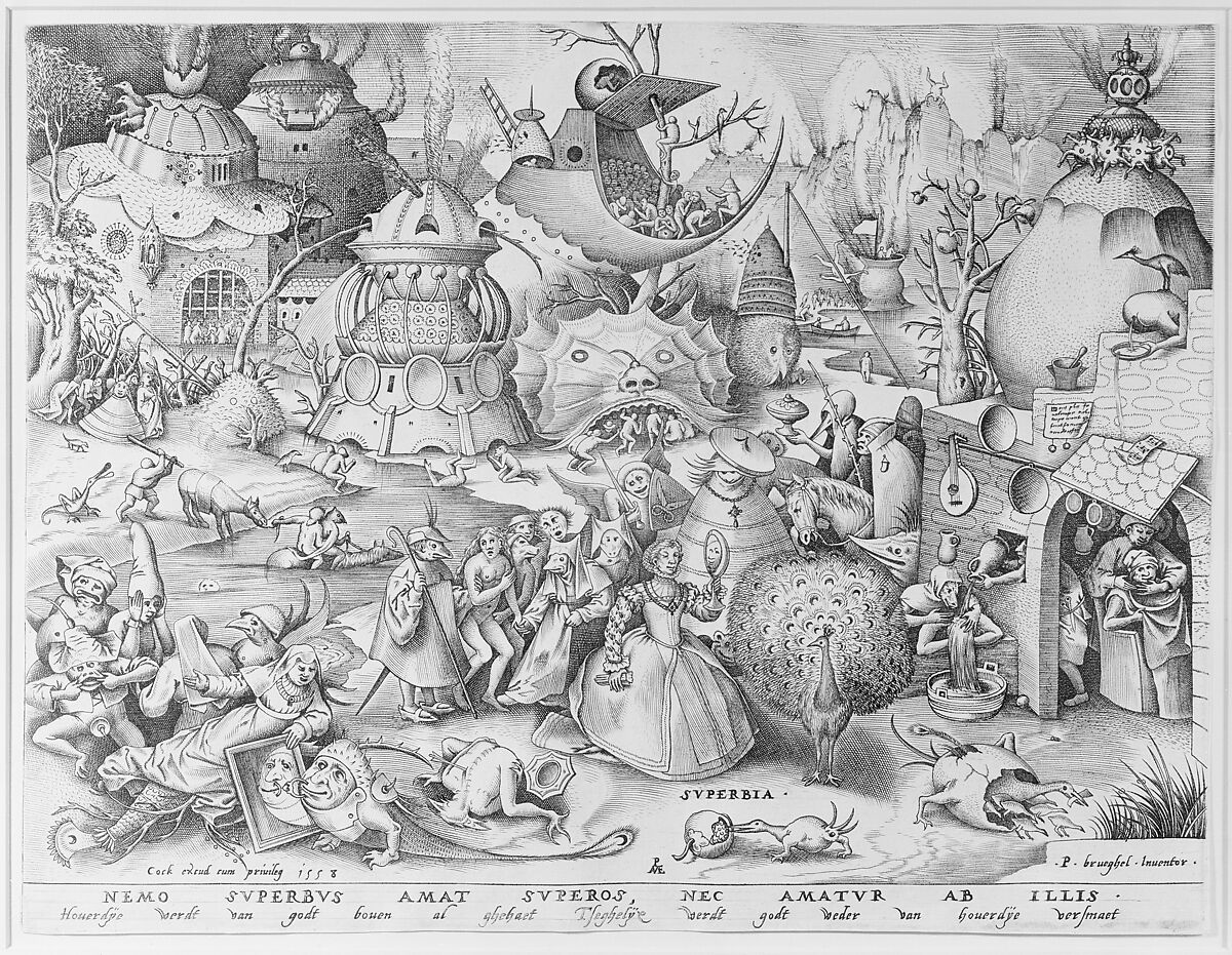 Pride (Superbia), from "The Seven Deadly Sins", Pieter van der Heyden (Netherlandish, ca. 1525–1569), Engraving