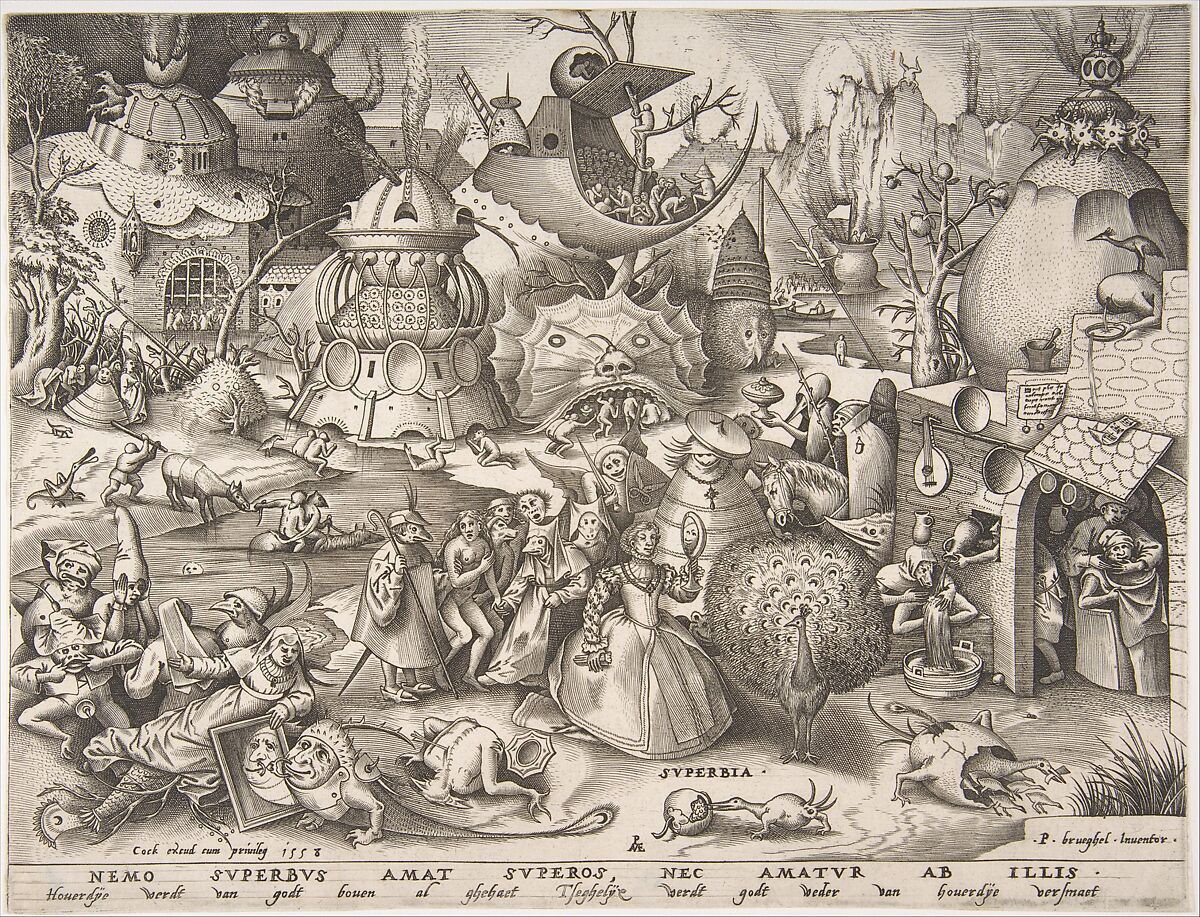 Pride (Superbia), from the series The Seven Deadly Sins, Pieter van der Heyden  Netherlandish, Engraving