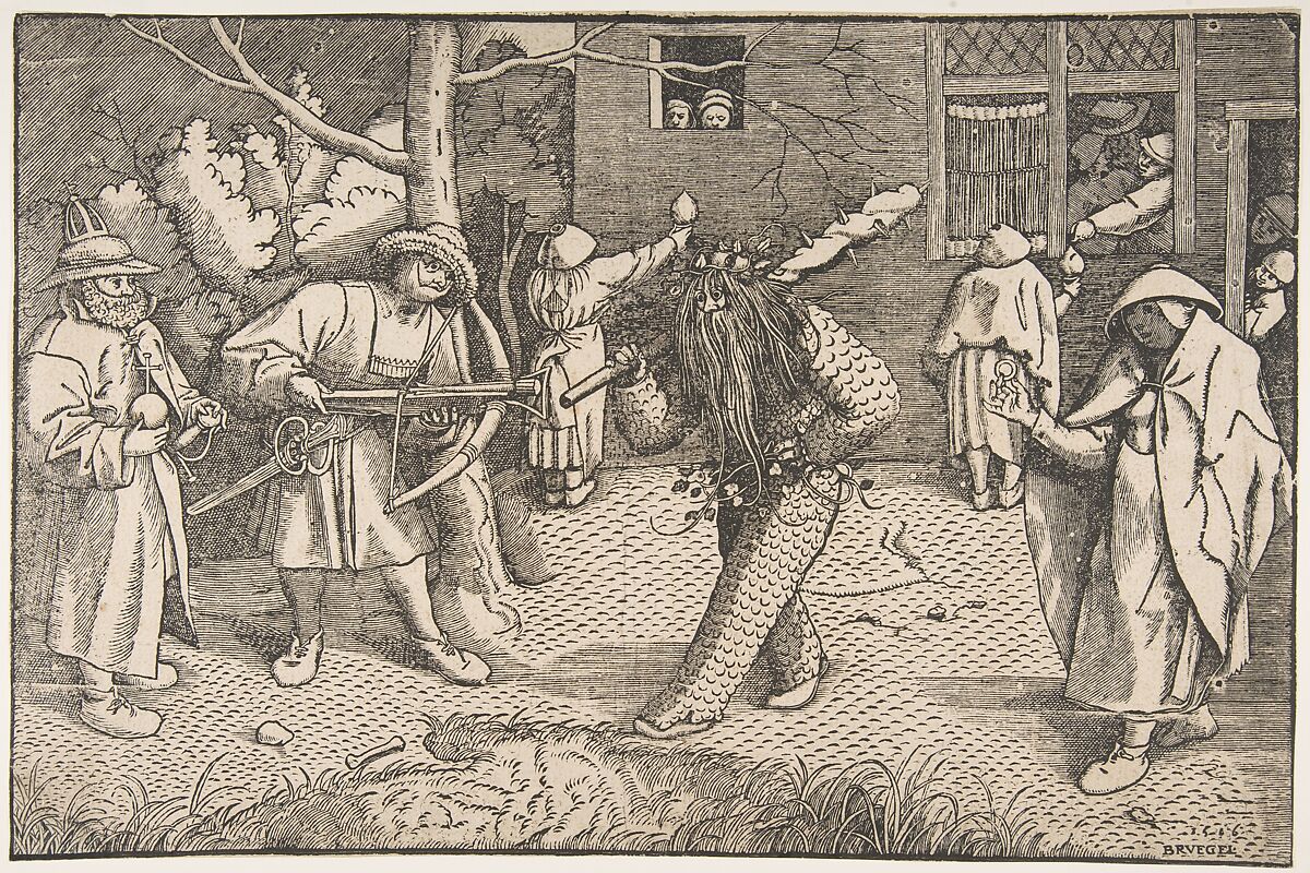 The Wild Man or the Masquerade of Orson and Valentine, Anonymous, Netherlandish, 16th century, Woodcut 