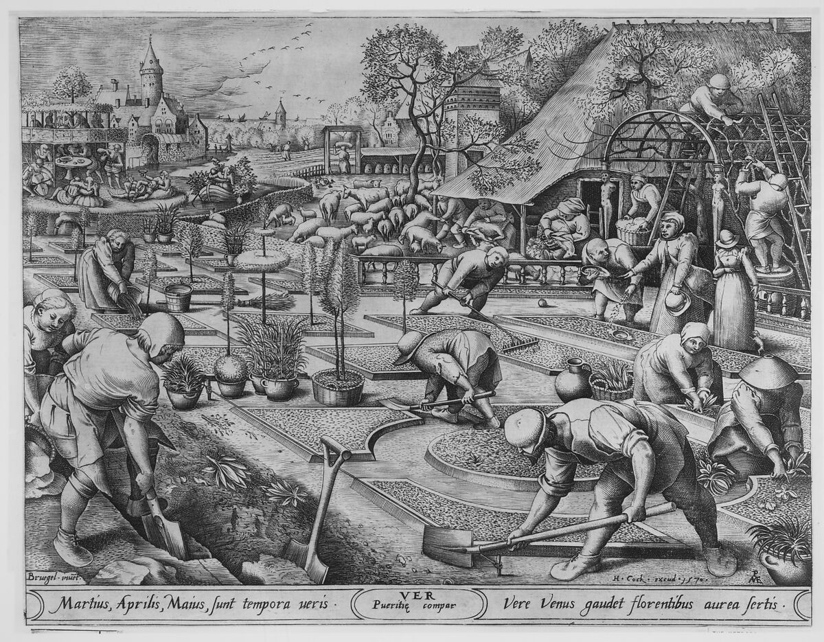 Spring (Ver), from "The Seasons", Pieter van der Heyden (Netherlandish, ca. 1525–1569), Engraving; first state of three