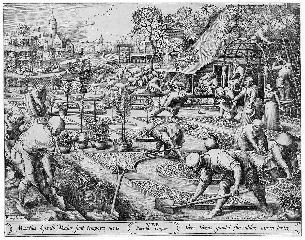 Spring (Ver), from "The Seasons", Pieter van der Heyden (Netherlandish, ca. 1525–1569), Engraving; first state of three