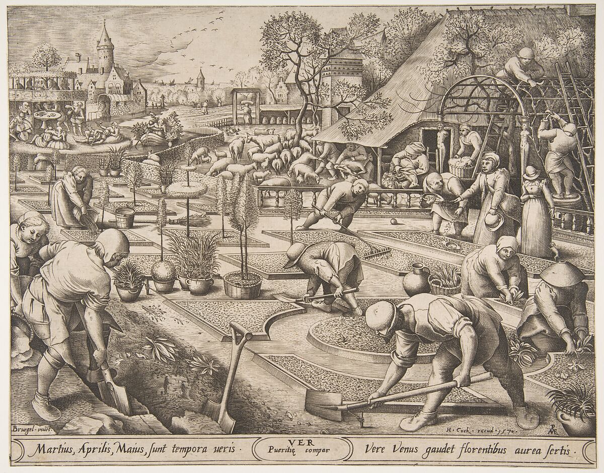 Spring (Ver) from The Seasons, Pieter van der Heyden (Netherlandish, ca. 1525–1569), Engraving; first state of three 