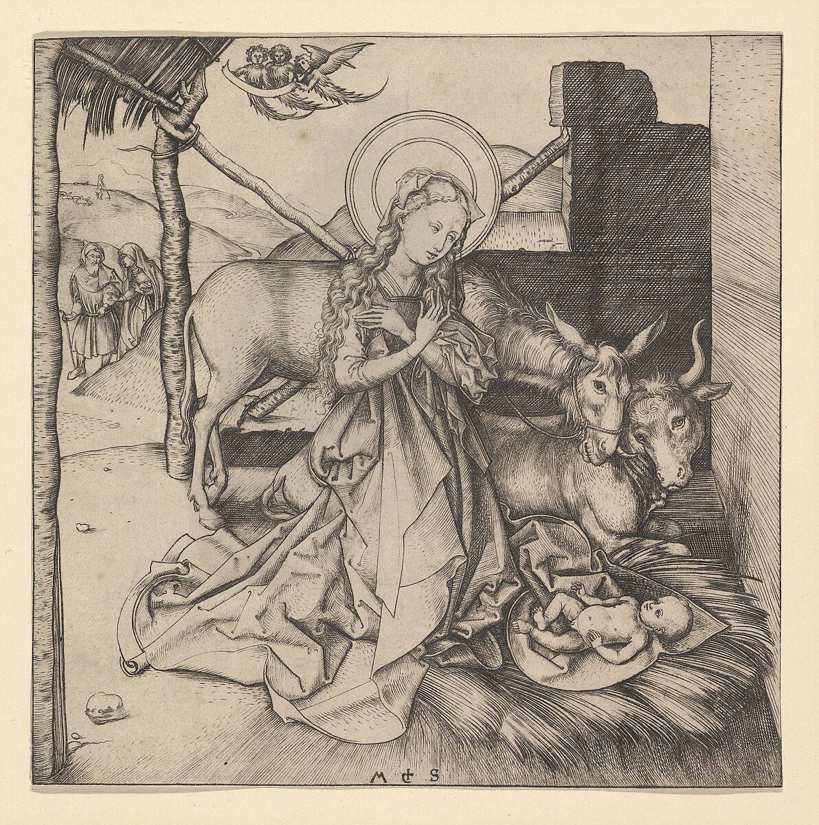The Nativity, Martin Schongauer (German, Colmar ca. 1435/50–1491 Breisach), Engraving 