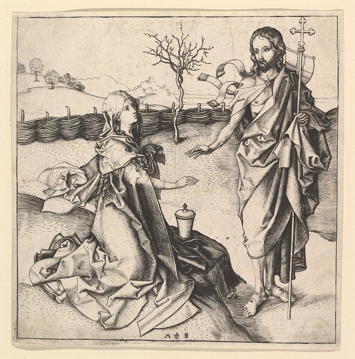 Noli me Tangere, Martin Schongauer (German, Colmar ca. 1435/50–1491 Breisach), Engraving 