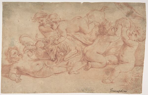 Five Putti Playing with a Goat (Bacchanalia)