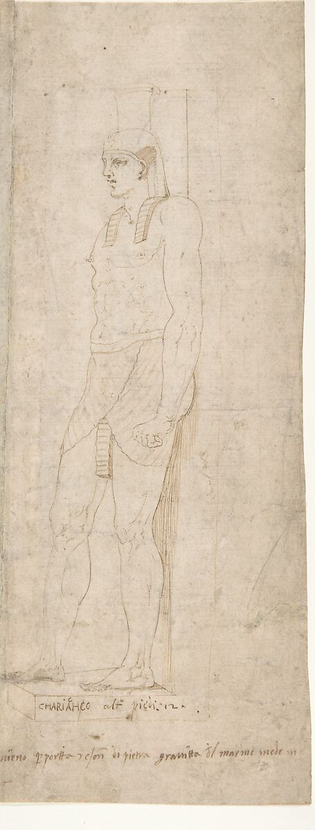 Roman Telamones in the Egyptian Style, Battista Franco (Italian, Venice ca. 1510–1561 Venice), Pen and brown ink, over traces of black chalk