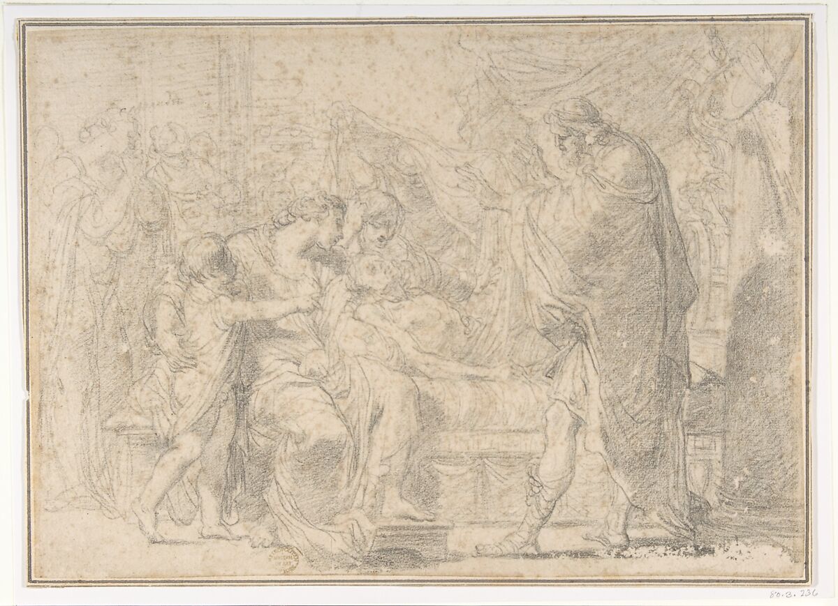 The Royal Family of Troy Mourning the Death of Hector, Gaetano Gandolfi  Italian, Black chalk