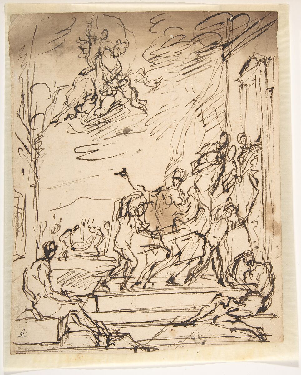 Unidentified Subject: Scene of Martyrdom ?, Micco Spadaro (Domenico Gargiulo) (Italian, Naples 1609/10–1675 Naples (?)), Pen and brown ink 