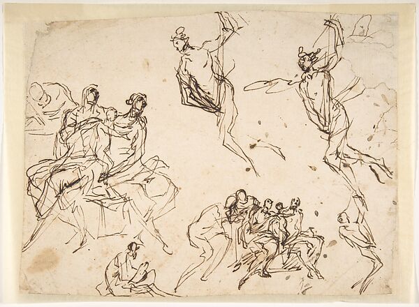 Studies of a Group of Seated Figures and of a Flying Figure
