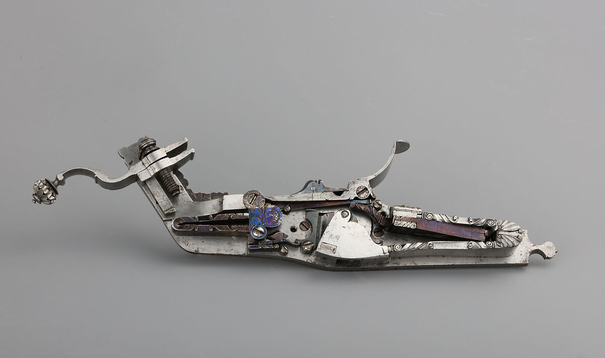 Wheellock Rifle, Steel, wood (fruitwood), enamel, gold, German, Dresden
