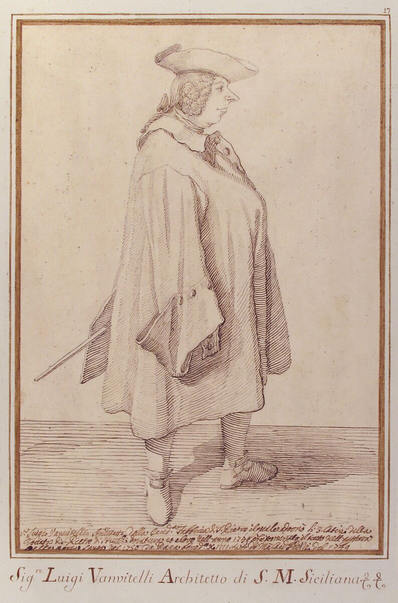 Luigi Vanvitelli, Pier Leone Ghezzi (Italian, Comunanza near Ascoli Piceno 1674–1755 Rome), Pen and brown ink, over traces of graphite or lead