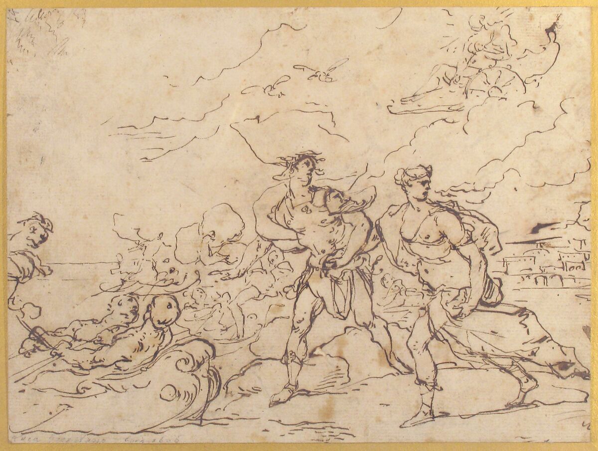 The Abduction of Helen, Luca Giordano (Italian, Naples 1634–1705 Naples), Pen and brown ink