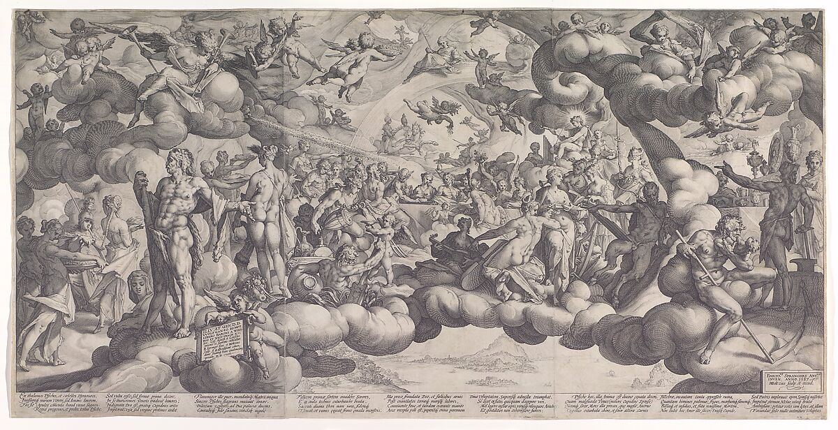 The Feast of the Gods at the Marriage of Cupid and Psyche, Hendrick Goltzius  Netherlandish, Engraving printed from three plates; second state