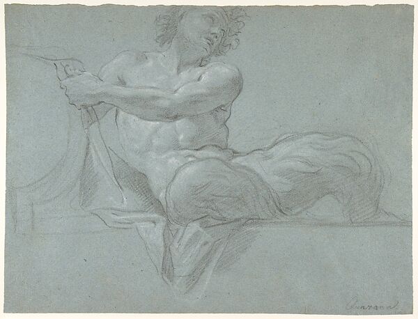 Satyr Reclining on a Ledge, Facing Right (recto); Satyr Reclining on a Ledge, Facing Left (verso)