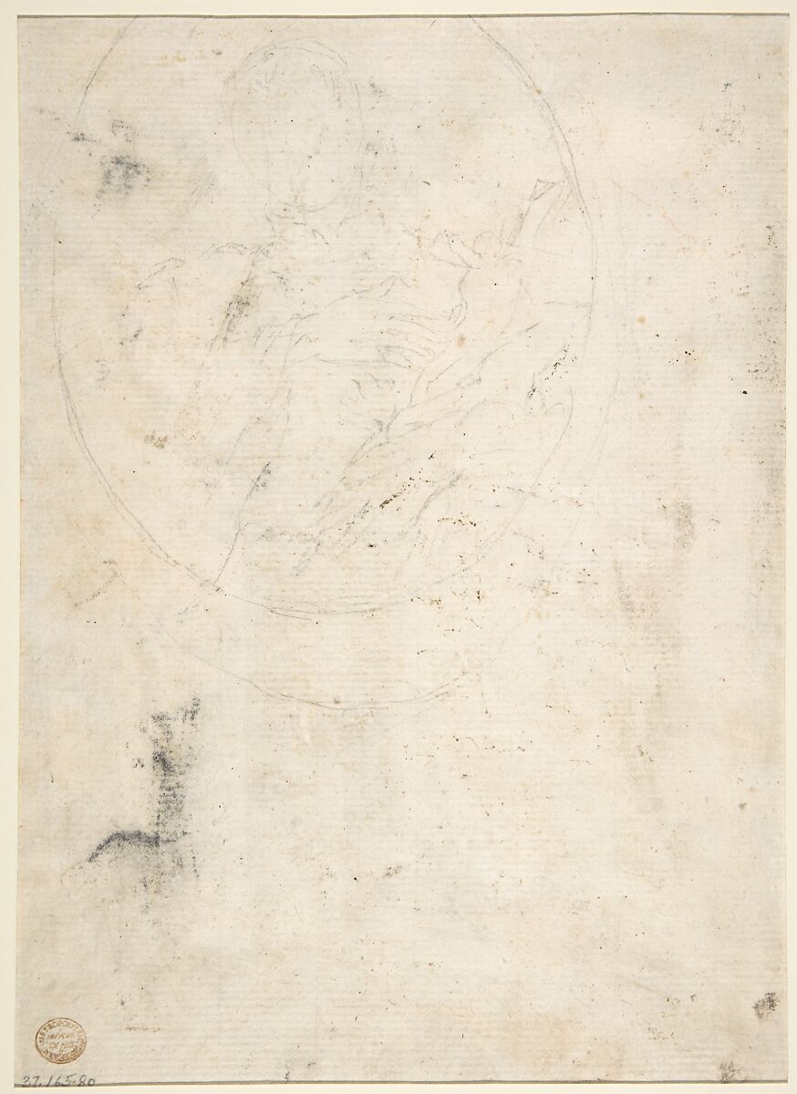 Architectural Capriccio: Courtyard of a Palace (recto); Saint Aloysius Gonzaga Holding a Crucifix (verso), Francesco Guardi (Italian, Venice 1712–1793 Venice), Pen and brown ink, brush and brown wash, over black chalk (recto); graphite (verso)