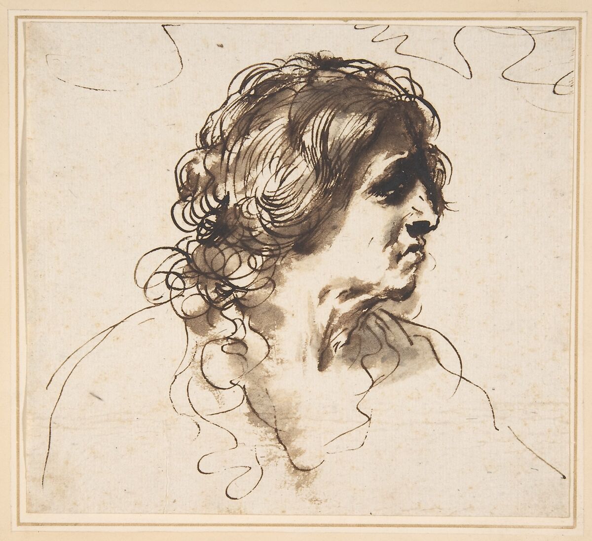 Guercino (Giovanni Francesco Barbieri) Bust of a Man Facing Right