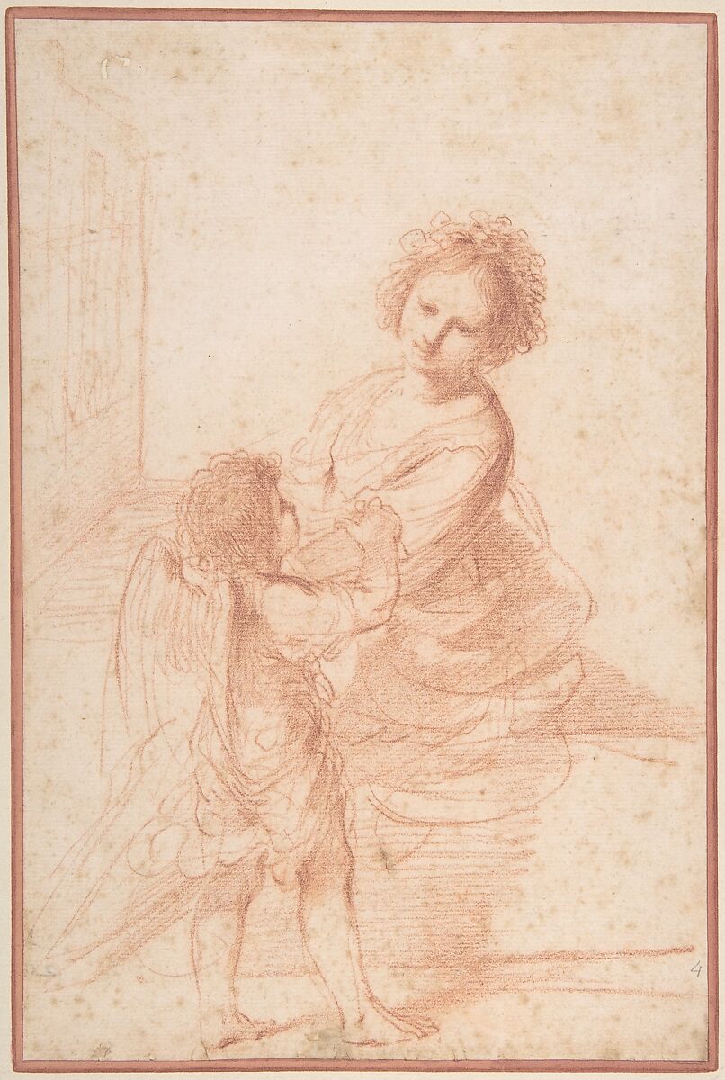 Saint Cecilia Playing the Organ, Guercino (Giovanni Francesco Barbieri)  Italian, Red chalk