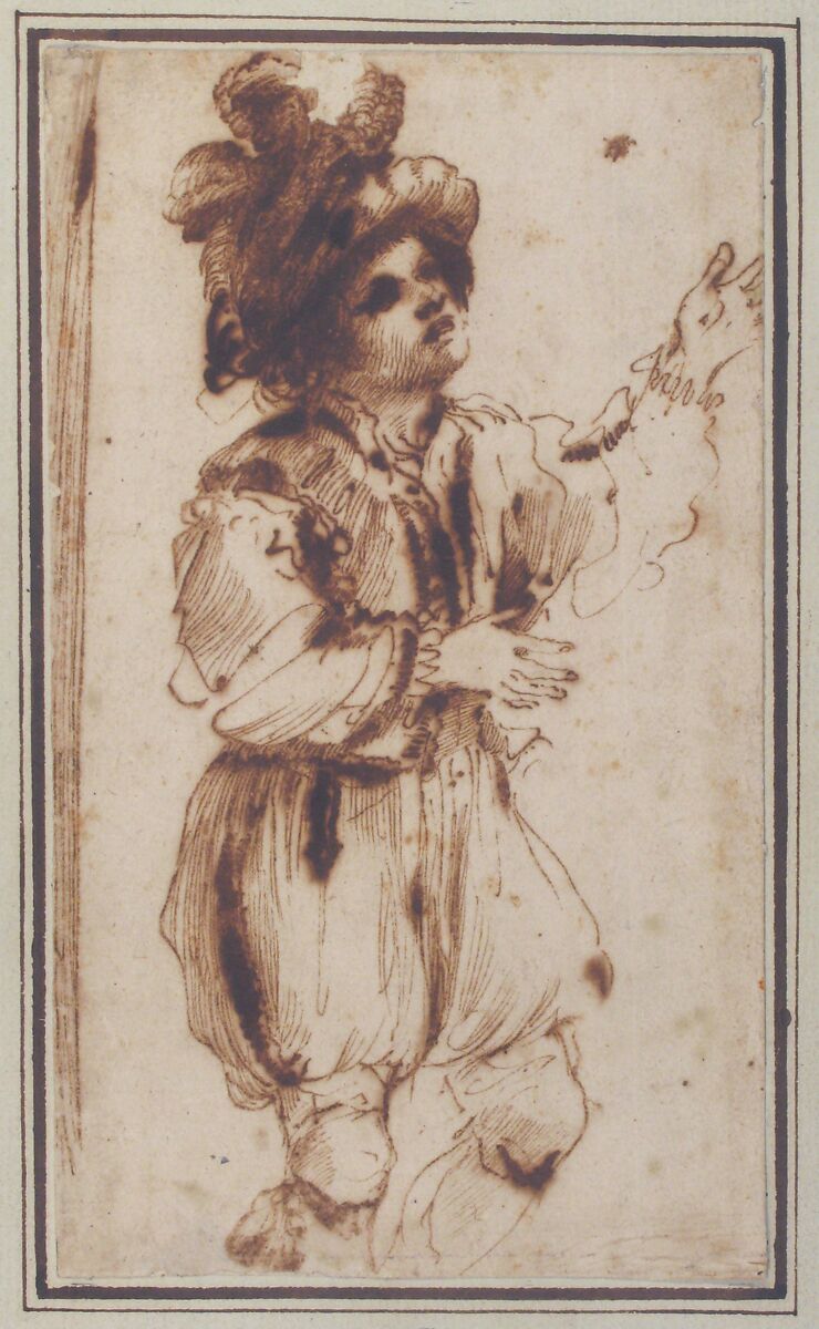 Boy Chasing a Butterfly, Guercino (Giovanni Francesco Barbieri) (Italian, Cento 1591–1666 Bologna), Pen and brown ink