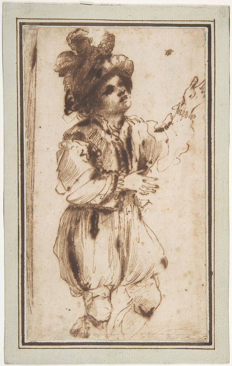 Boy Chasing a Butterfly, Guercino (Giovanni Francesco Barbieri)  Italian, Pen and brown ink