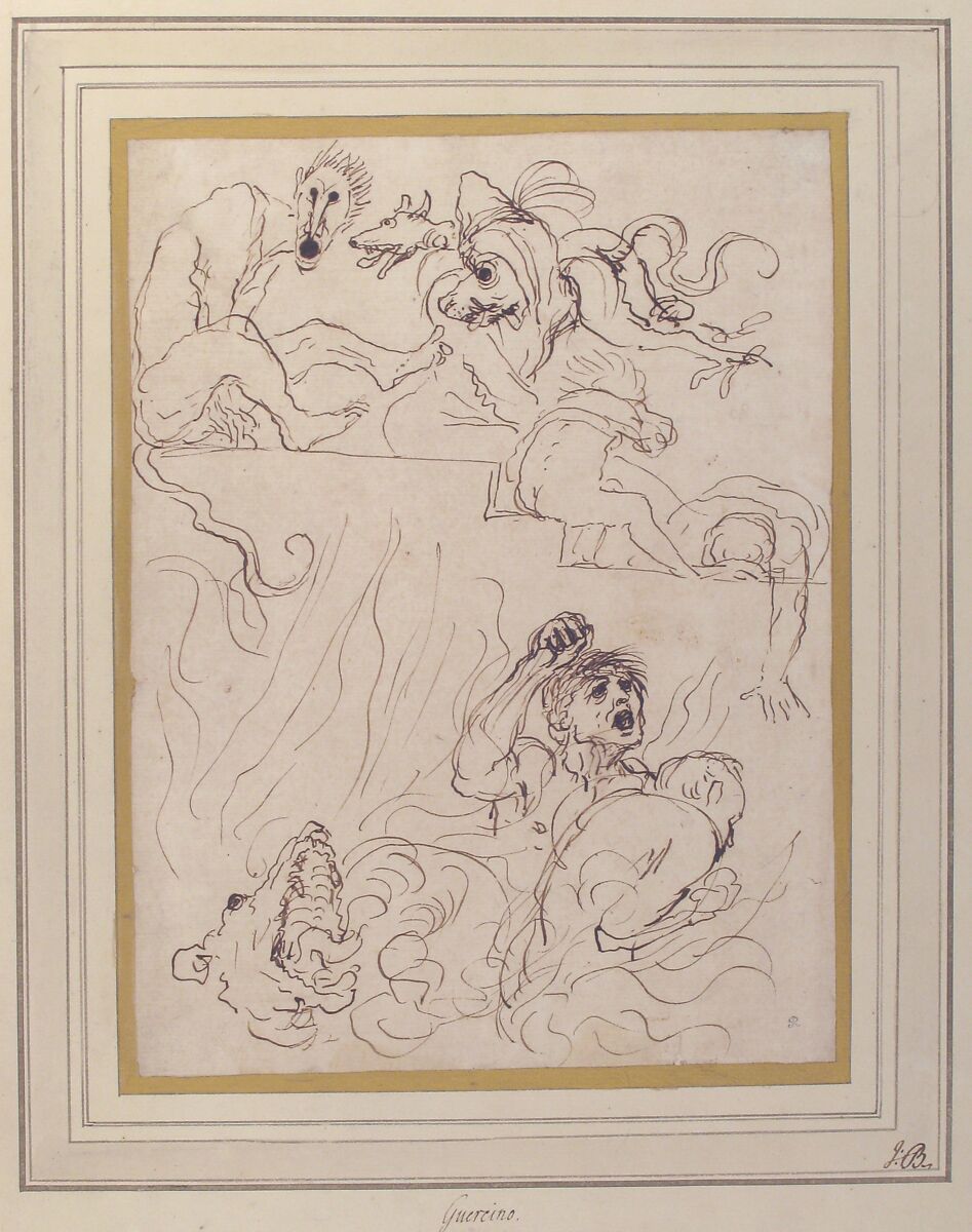 A Diablerie, Guercino (Giovanni Francesco Barbieri) (Italian, Cento 1591–1666 Bologna), Pen and brown ink
