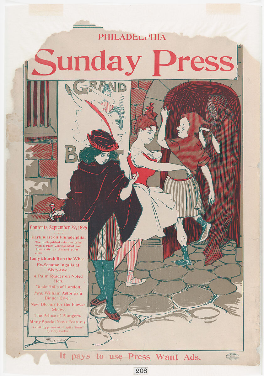 Philadelphia Sunday Press: September 29th, George Reiter Brill (American, Pittsburgh, Pennsylvania 1867–1918 Florida), Commercial relief process and letterpress 