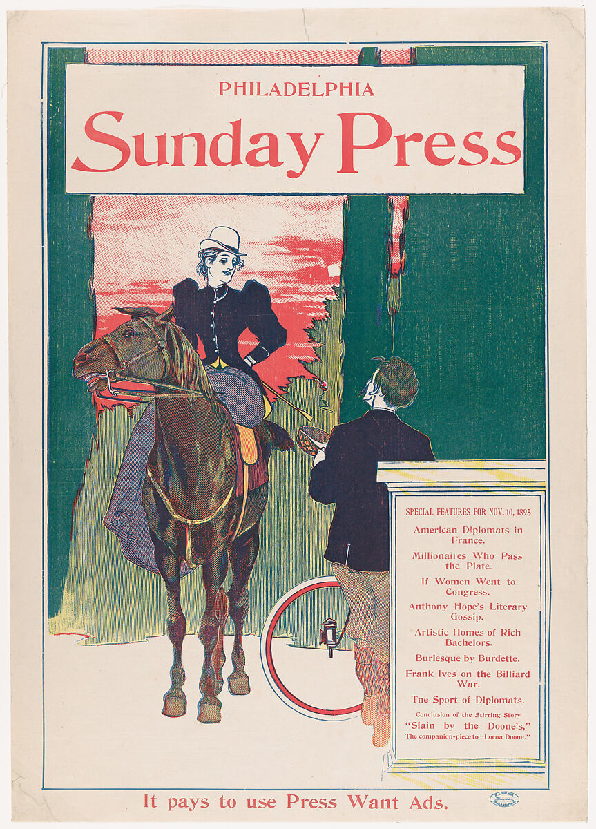 Philadelphia Sunday Press: November 10th, George Reiter Brill (American, Pittsburgh, Pennsylvania 1867–1918 Florida), Commercial relief process and letterpress 