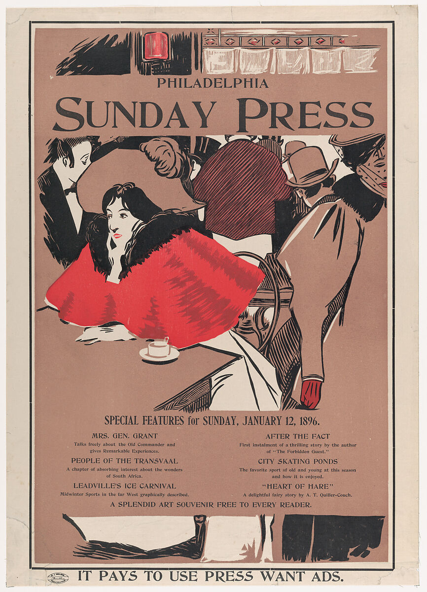Philadelphia Sunday Press: January 12th, George Reiter Brill (American, Pittsburgh, Pennsylvania 1867–1918 Florida), Commercial relief process and letterpress 