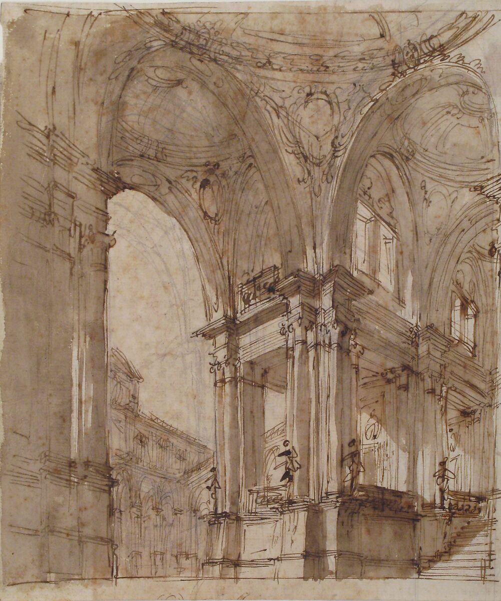 Architectural Study (recto); Separate Sheet with Architectural Drawing (verso), Filippo Juvarra (Italian, Messina 1678–1736 Madrid), Pen and brown ink, brush and brown wash, over graphite