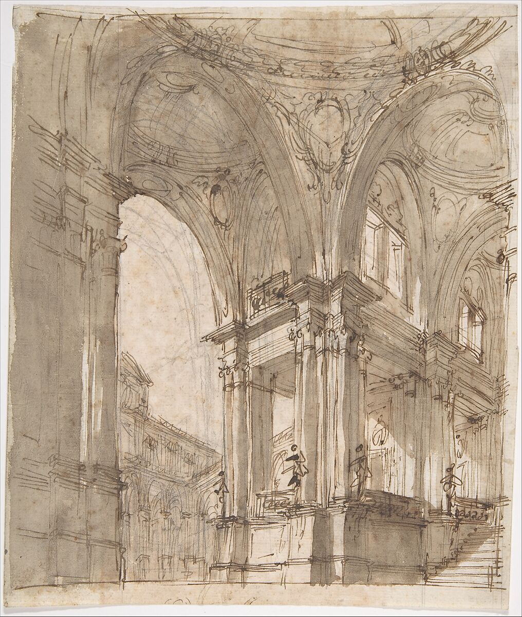 Architectural Study (recto); Separate Sheet with Architectural Drawing (verso), Filippo Juvarra (Italian, Messina 1678–1736 Madrid), Pen and brown ink, brush and brown wash, over graphite 