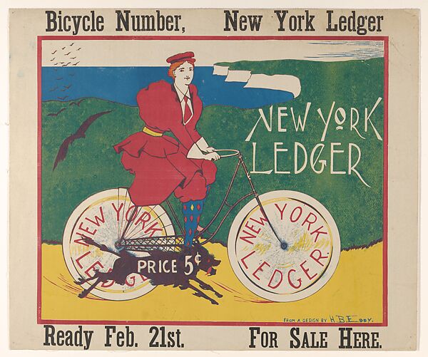 New York Ledger: Bicycle Number, Henry Brevoort Eddy (American, New York 1872–1935 Rye, New York), Lithograph 