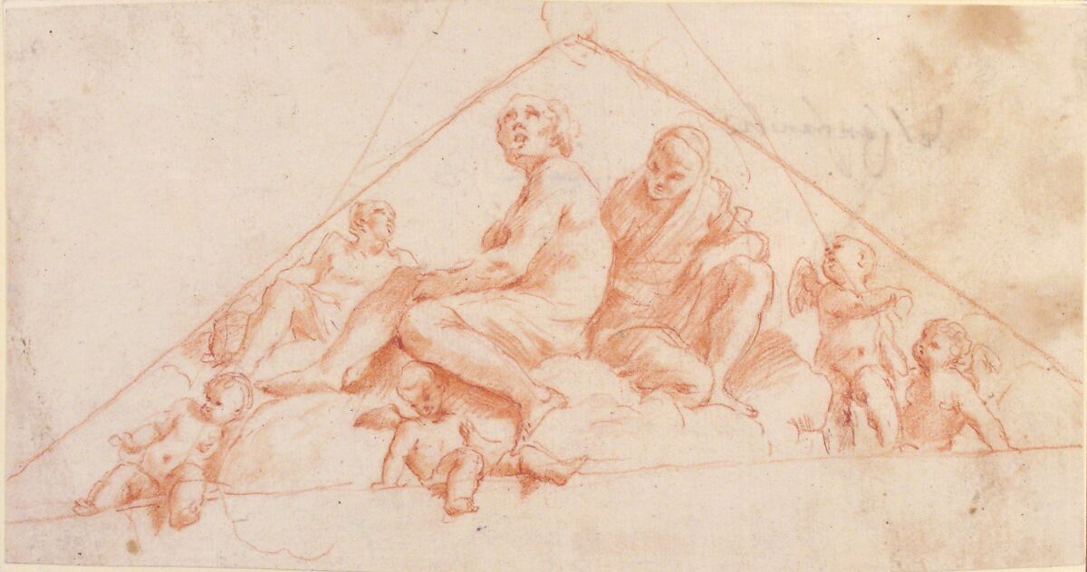 Seated Apostles and Putti, Giovanni Lanfranco (Italian, Parma 1582–1647 Rome), Red chalk