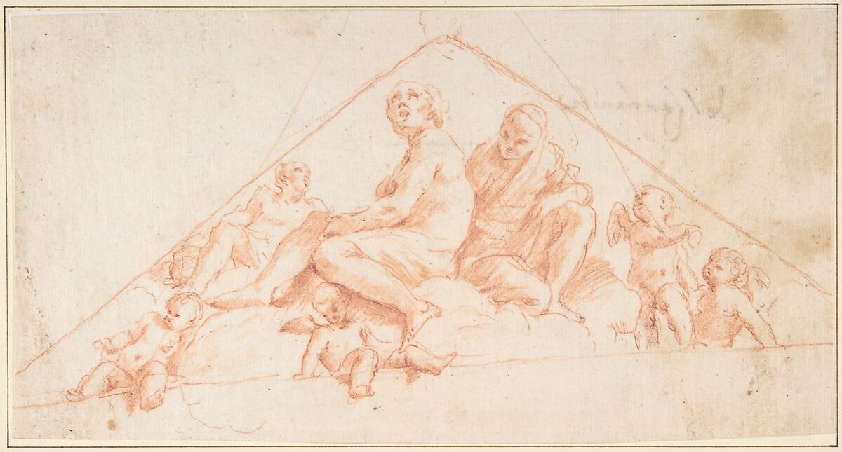 Seated Apostles and Putti, Giovanni Lanfranco  Italian, Red chalk