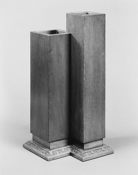 Double Vase, Frank Lloyd Wright (American, Richland Center, Wisconsin 1867–1959 Phoenix, Arizona), Mahogany, sheet metal, American 