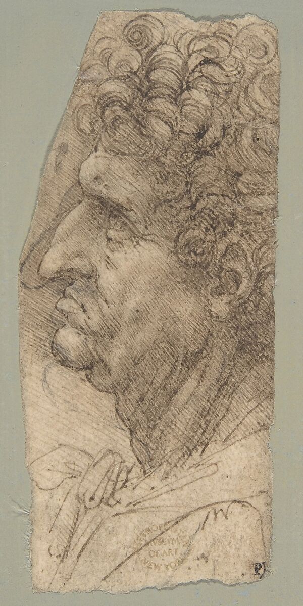 Head of a Man in Profile Facing to the Left, Leonardo da Vinci  Italian, Pen and brown ink, over soft black chalk