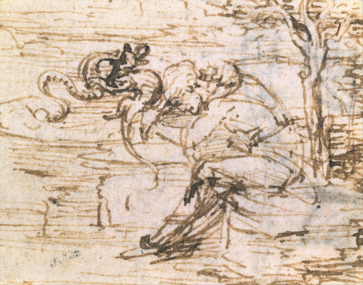 Allegory on the Fidelity of the Lizard (recto); Design for a Stage Setting (verso), Leonardo da Vinci (Italian, Vinci 1452–1519 Amboise), Pen and brown ink (recto and verso)