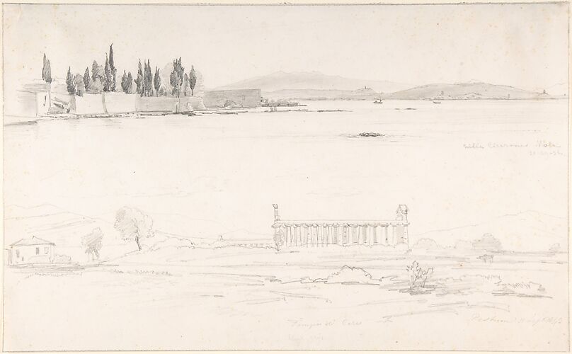 Studies of the Villa Cicerone at the Lago Lucrino near Naples and of the Temple at Paestum (Italy)