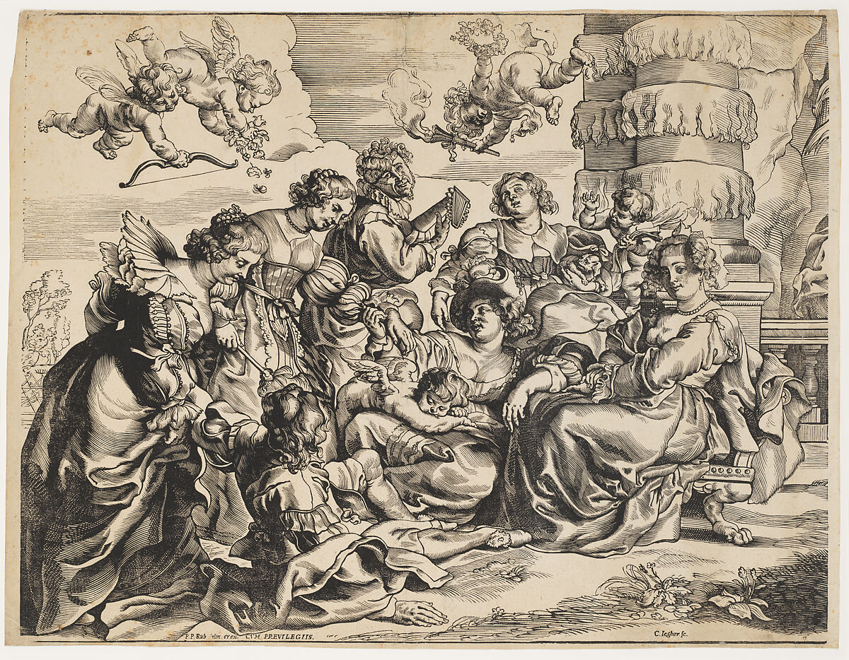 The Garden of Love (left block), Christoffel Jegher (Flemish, 1596–1652/53), Woodcut 