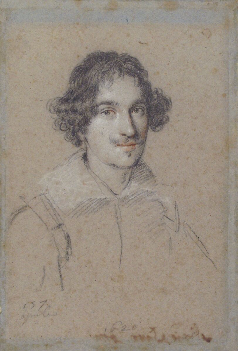 Portrait of Giovanni Battista Rossa, Ottavio Leoni (Il Padovano) (Italian, Rome 1578–1630 Rome), Black chalk, with traces of red and white chalk, on faded blue paper