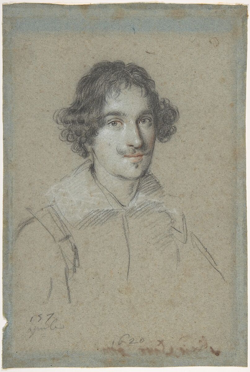 Portrait of Giovanni Battista Rossa, Ottavio Leoni (Il Padovano) (Italian, Rome 1578–1630 Rome), Black chalk, with traces of red and white chalk, on faded blue paper 