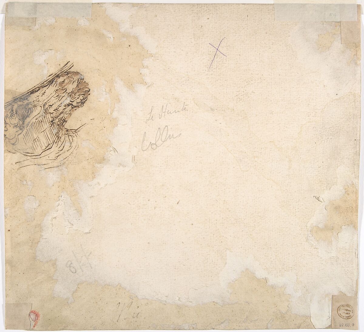 Seated Sibyl and Attendant Genius (recto); Study of the Head of a Horse in Profile (verso), Pirro Ligorio (Italian, Naples ca. 1512/13–1583 Ferrara), Red chalk on beige paper (recto); pen and brown ink (verso)