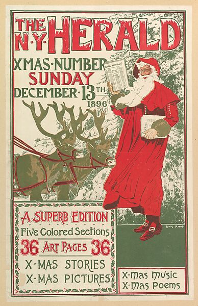 The New York Herald, Christmas Number, Louis John Rhead (American (born England), Etruria 1857–1926 Amityville, New York), Relief 