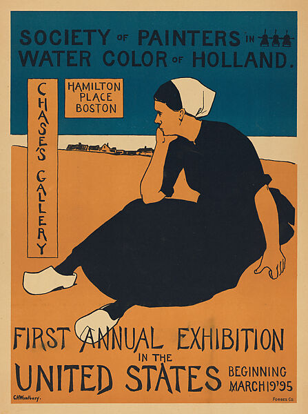 Society of Painters in Water Color of Holland, Chase's Gallery, Hamilton Place, Boston, First Annual Exhibition in the United States, beginning March 19, 1895, Charles Herbert Woodbury (American, Lynn, Massachusetts 1864–1940 Jamaica Plain, Massachusetts), Lithograph 