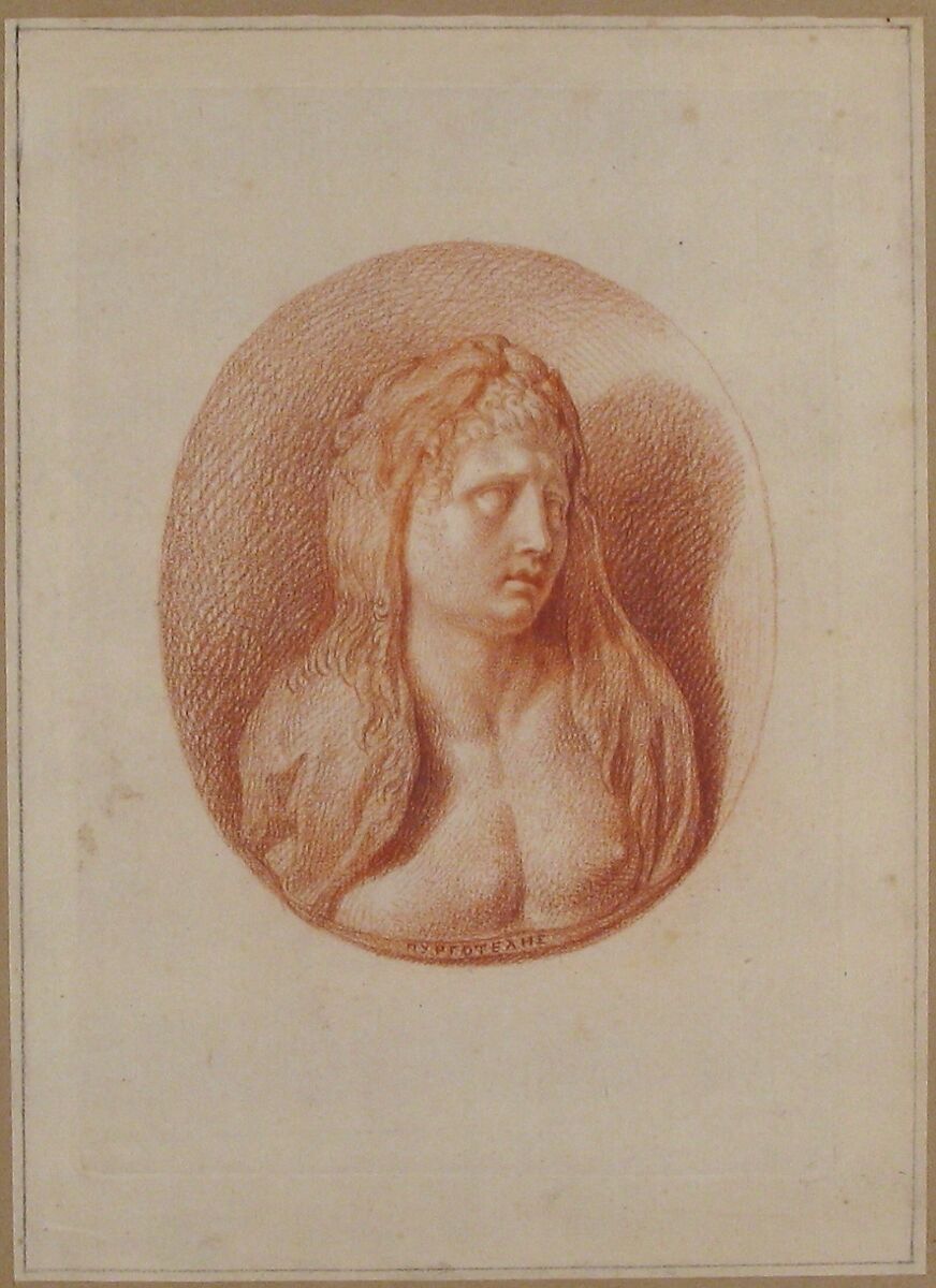 Presumed Portrait of Alexander the Great, Bernard Picart (French, Paris 1673–1733 Amsterdam), Red chalk; framing lines in black chalk