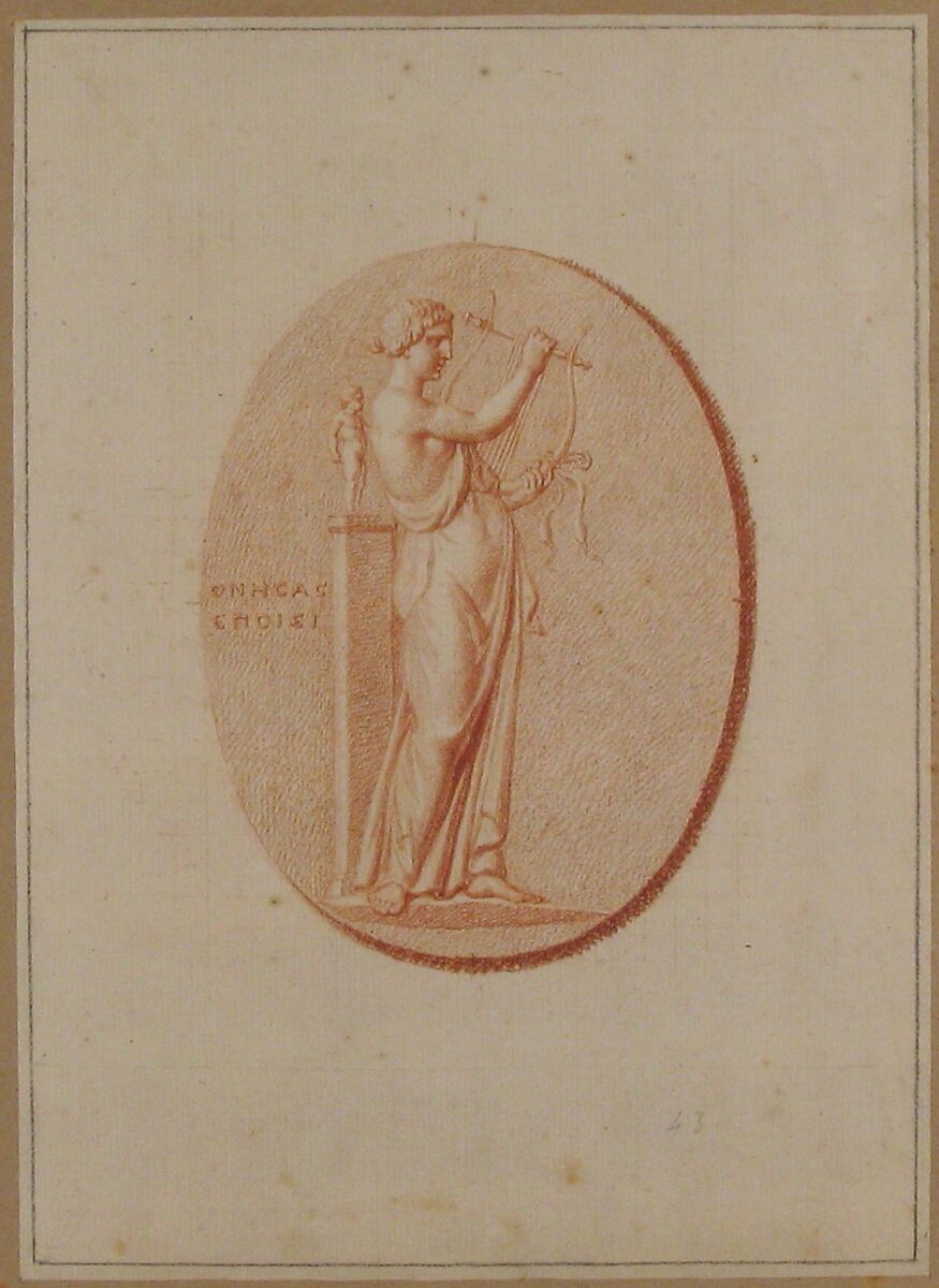 A Muse, Bernard Picart (French, Paris 1673–1733 Amsterdam), Red chalk; faintly squared in red chalk; framing lines in black chalk. Horizontal line in graphite at lower margin