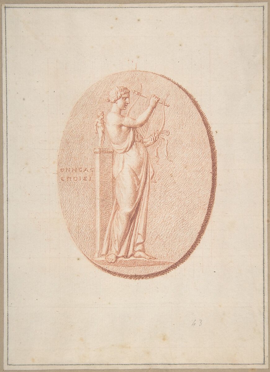 A Muse, Bernard Picart (French, Paris 1673–1733 Amsterdam), Red chalk; faintly squared in red chalk; framing lines in black chalk. Horizontal line in graphite at lower margin 