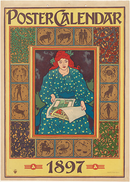Poster Calendar 1897: Cover, Louis John Rhead (American (born England), Etruria 1857–1926 Amityville, New York), Lithograph 