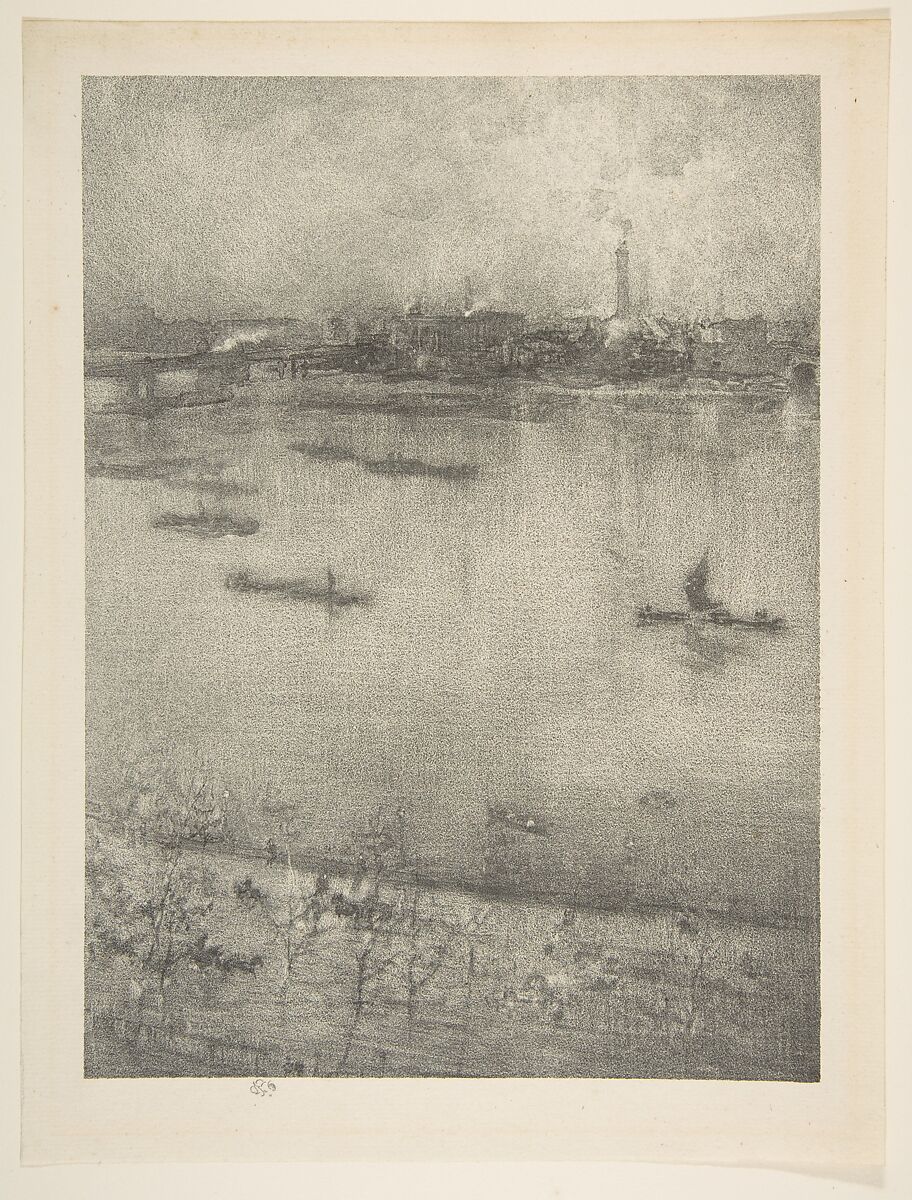 The Thames, James McNeill Whistler (American, Lowell, Massachusetts 1834–1903 London), Lithotint with scraping; third state of three (Chicago); printed in black ink on ivory laid paper 