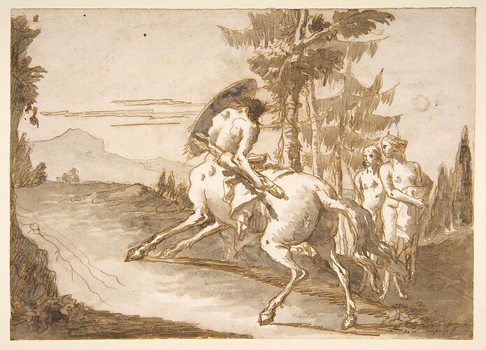 Centaur with Shield and Two Satyresses