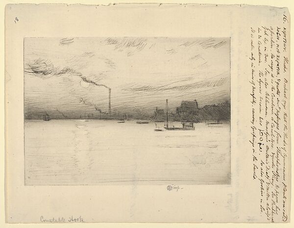 Sunset, Constable's Hook, Childe Hassam (American, Dorchester, Massachusetts 1859–1935 East Hampton, New York), Etching and drypoint, with plate tone 